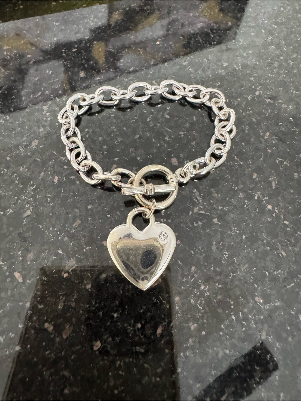 Silver Heart Toggle Charm Bracelet - Brand Unknown